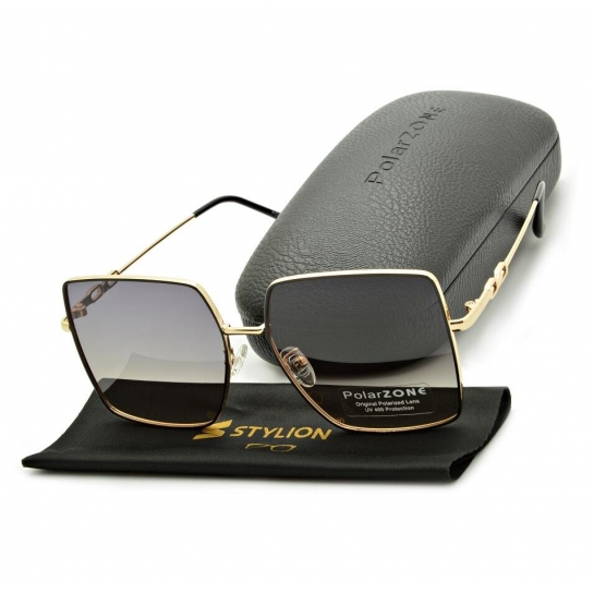 Duże kwadratowe okulary przeciwsłoneczne damskie polaryzacyjne POL-956